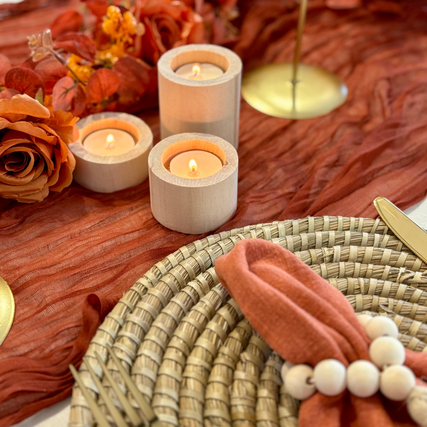 Burnt Orange Cheesecloth Table Runner