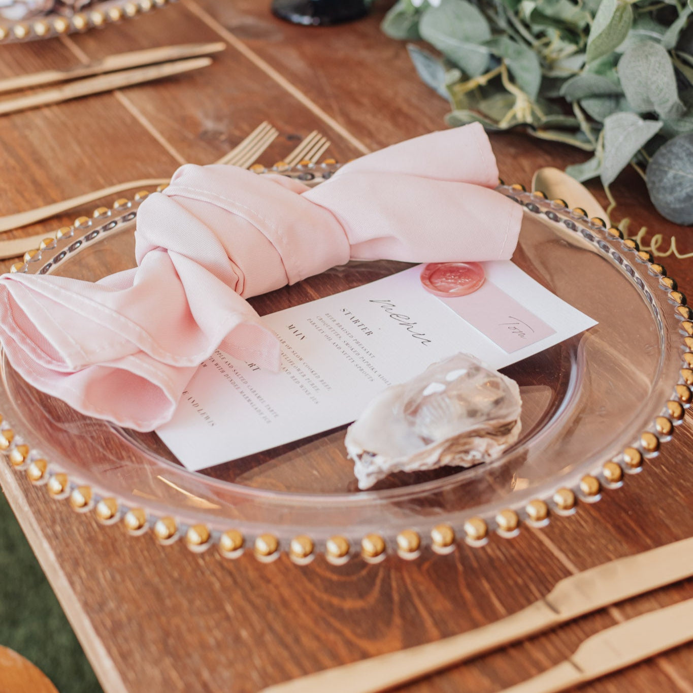 Gold Beaded Glass Charger Plates