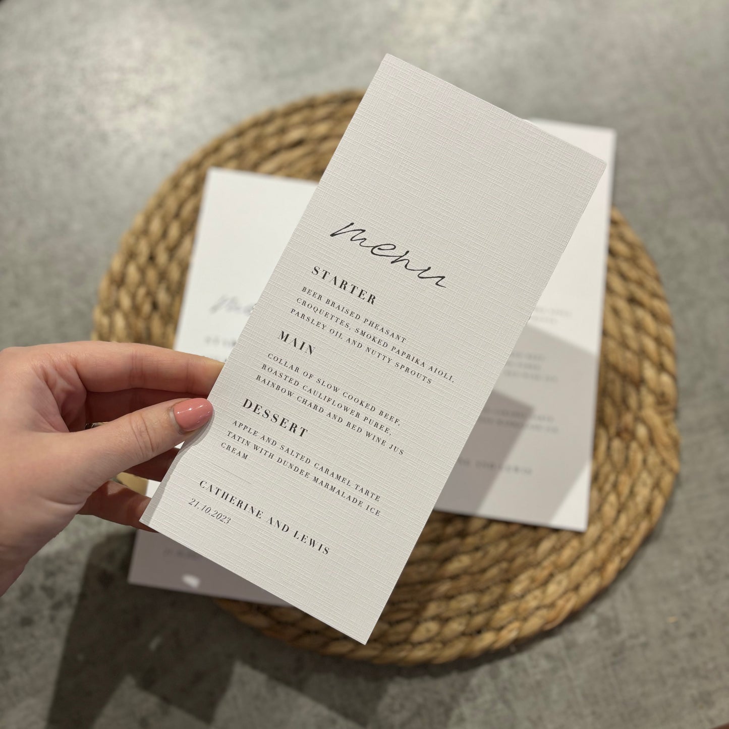 The Martha - Minimalist Menu Card