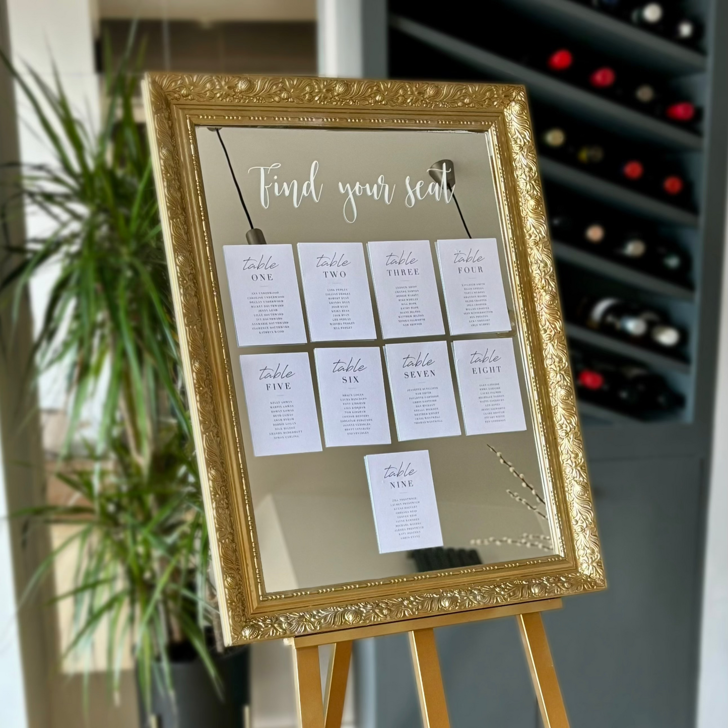Gold Table Seating Plan Mirror Sign