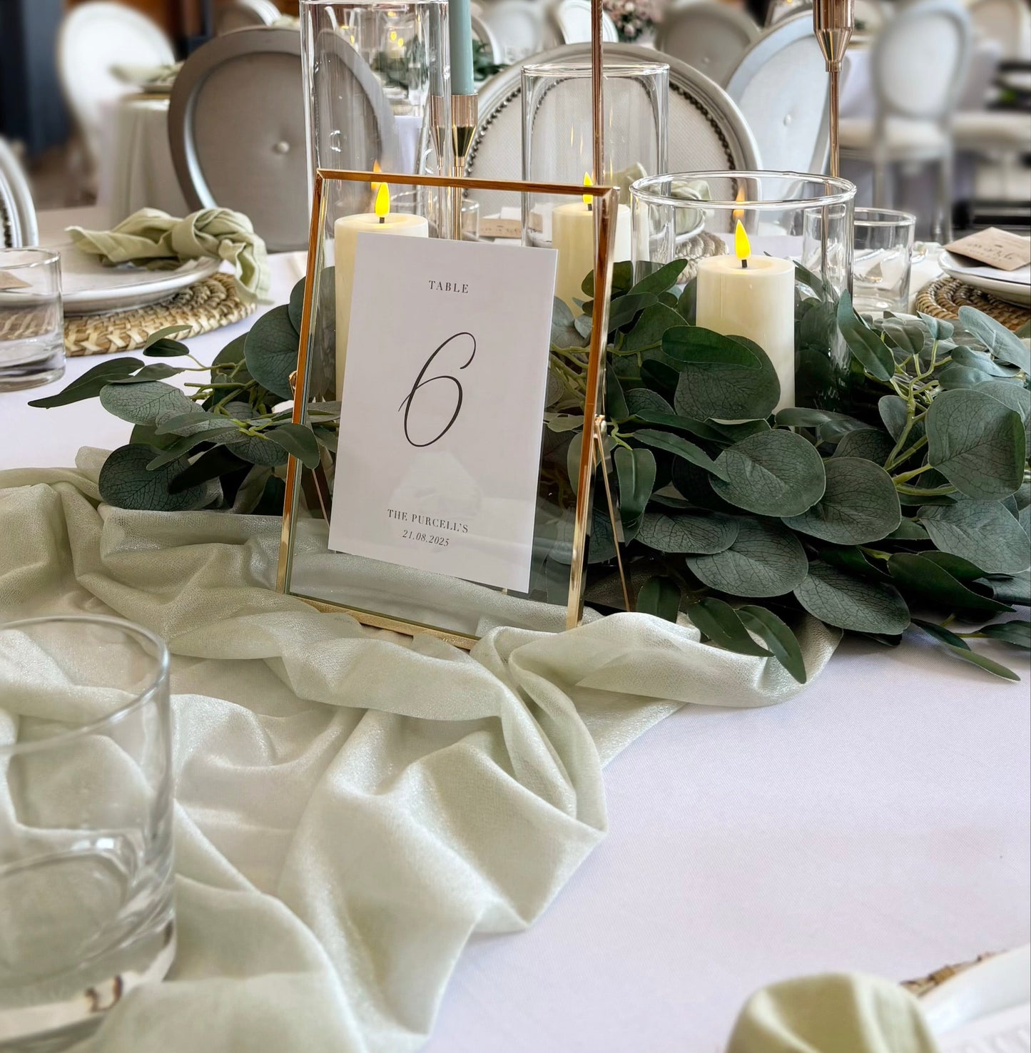 Sage Green Chiffon Table Runner