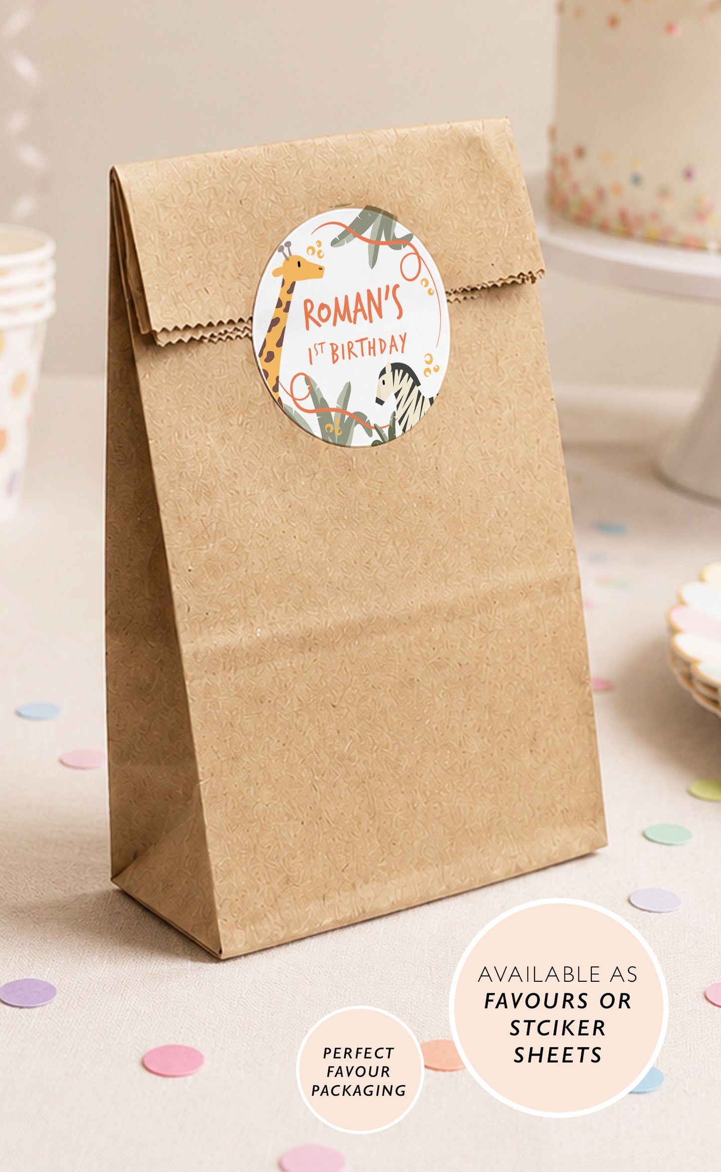 Safari Party Favour Bag Stickers Jungle Party Bag Stickers Safari Animal Party Stickers Jungle Party Favour Bags Animal Birthday Party Bags