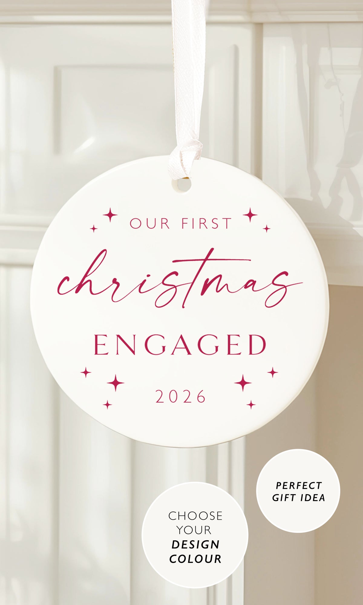 Personalised Engagement Christmas Bauble, First Christmas Engaged Ornament, Engagement Gift for Couple, Bride to Be Christmas Keepsake (Copy)