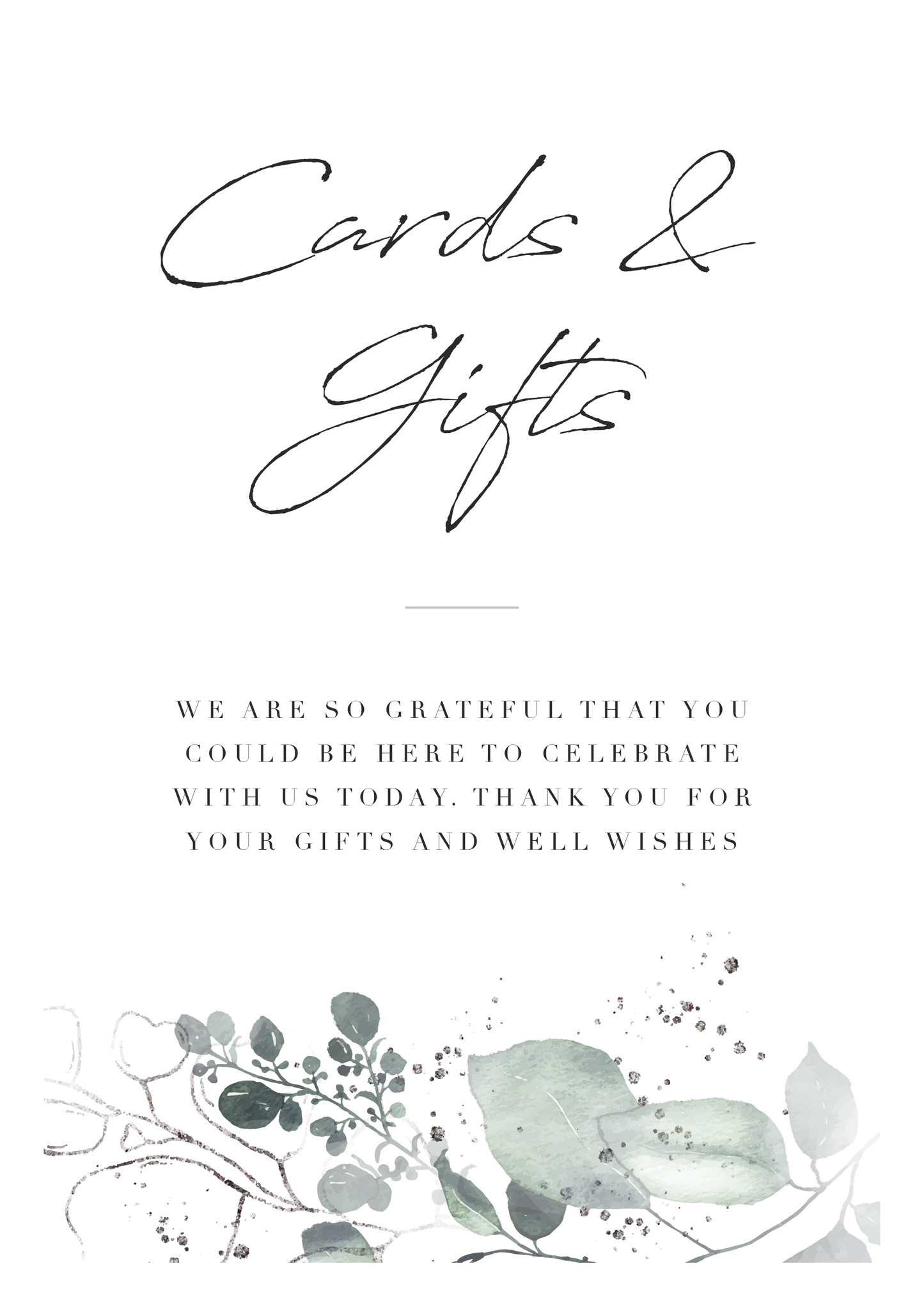 The Bonnie - Botanical Green Gifts and Card Thank you Sign