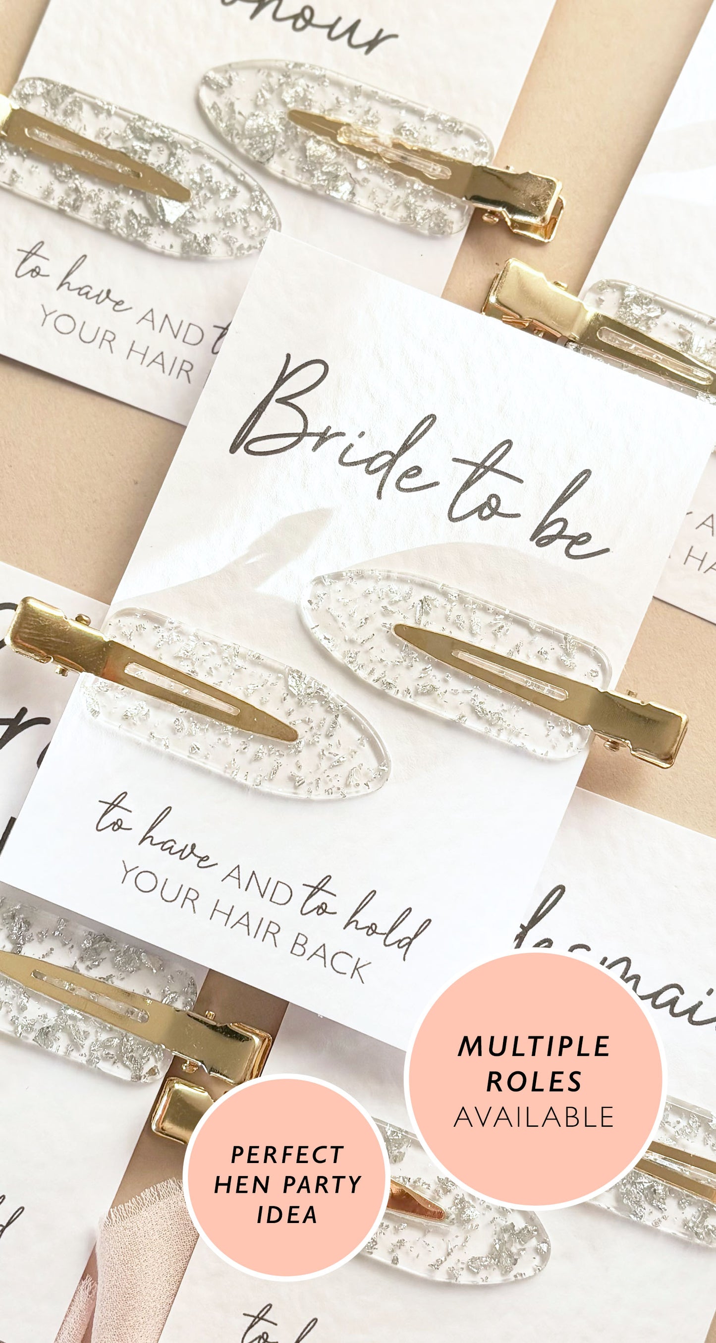 Hen Do Hair Silver Clips Hen Party Favors and Gifts Bride Tribe and Bride Squad Accessories Personalised Hen Party Bag Fillers