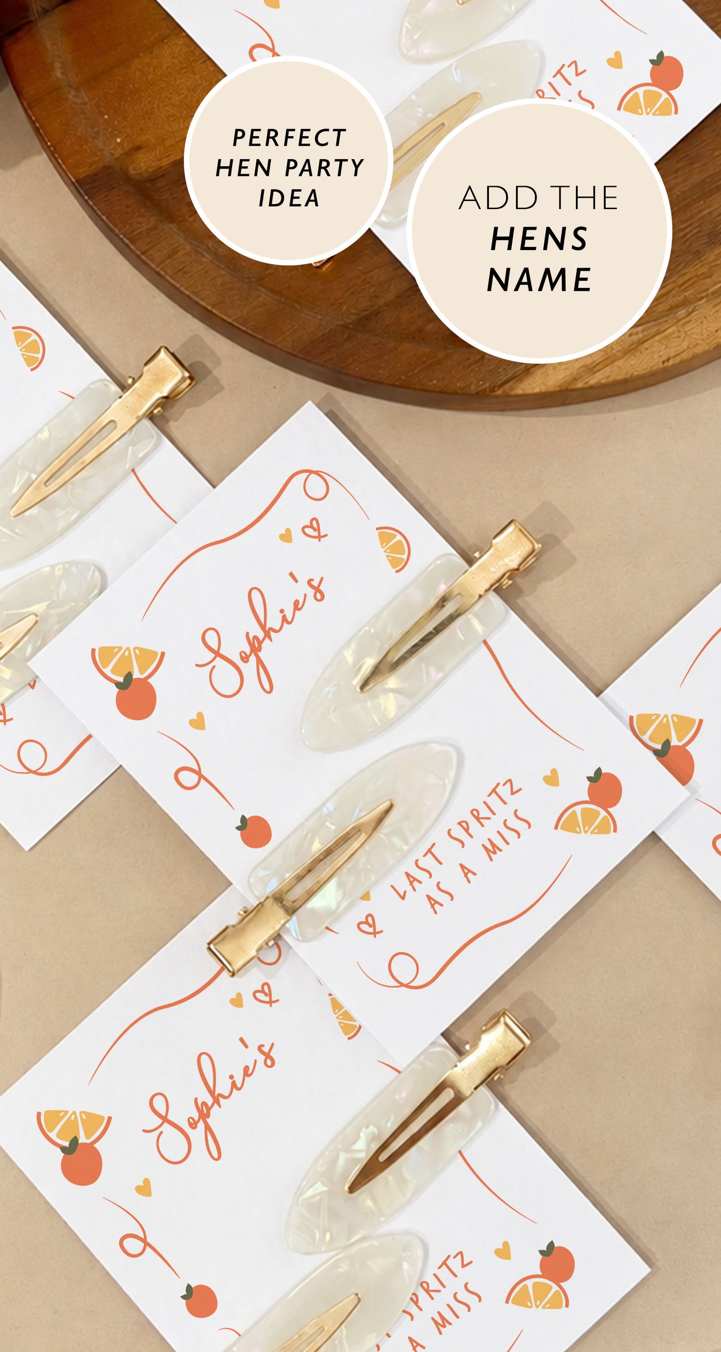 Last Spritz Hen Do Hair Pearl Clips Hen Party Favours and Gifts Personalised Hen Party Bag Fillers Aperol Theme Hen Last Spritz As A Miss