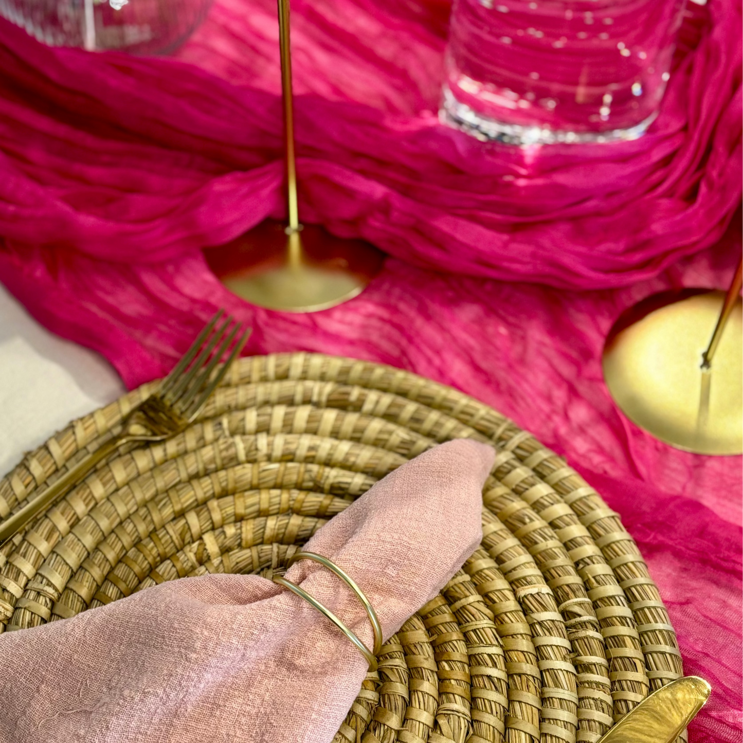 Hot Pink Cheesecloth Table Runner