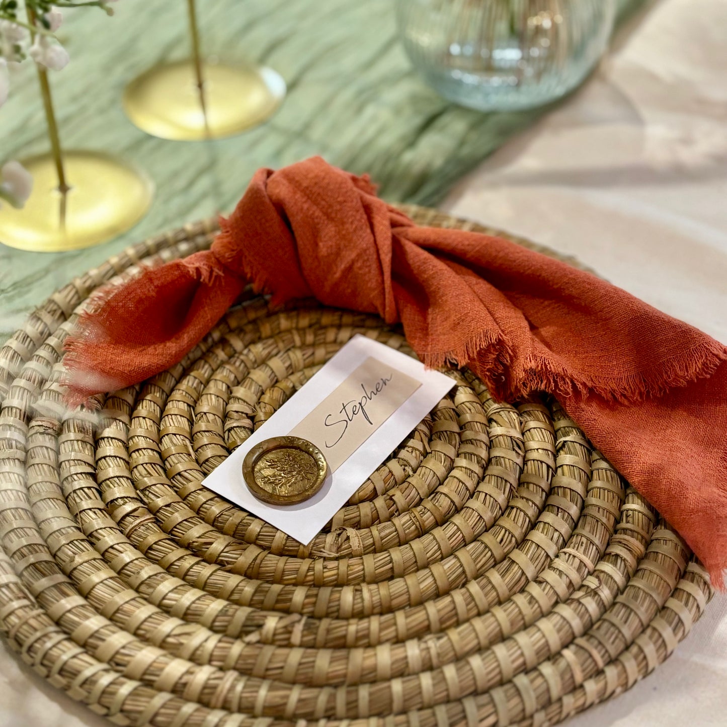 Burnt Orange Raw Trim Napkin