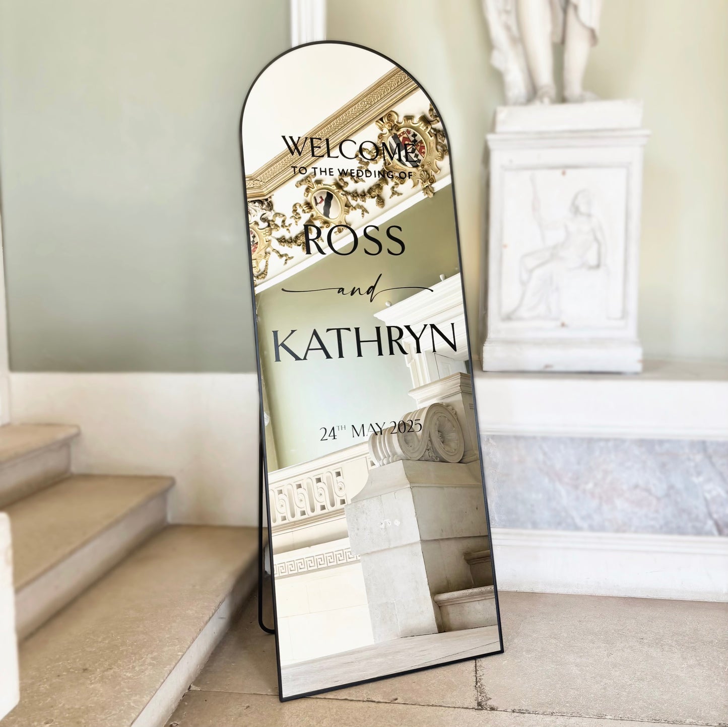 Black Arch Welcome Mirror Sign