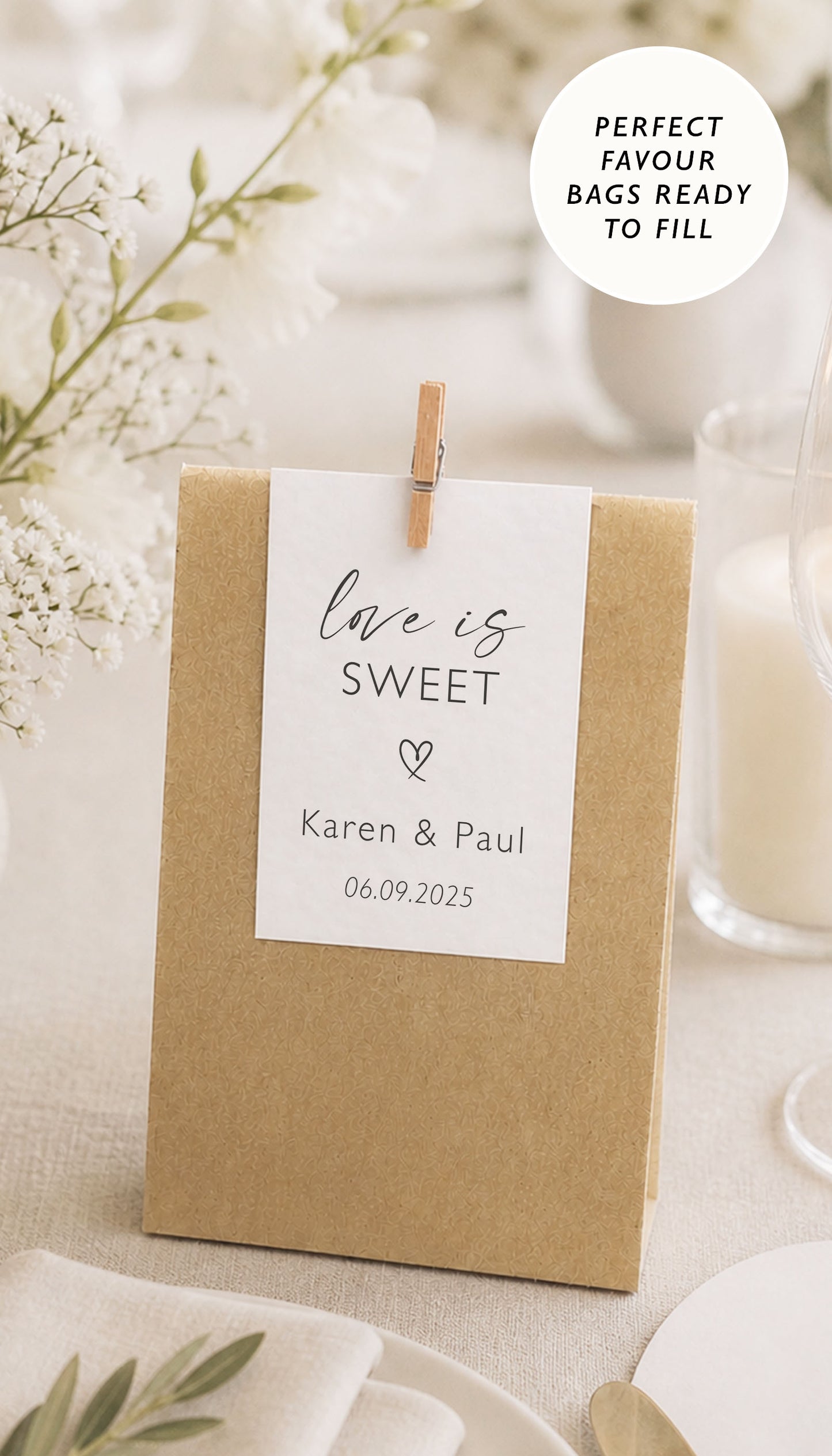 Sweet Wedding Favour Bags Chocolate Sweet Wedding Favors Eco Friendly Wedding Wedding Favours Love is Sweet Favours His Hers Favourite