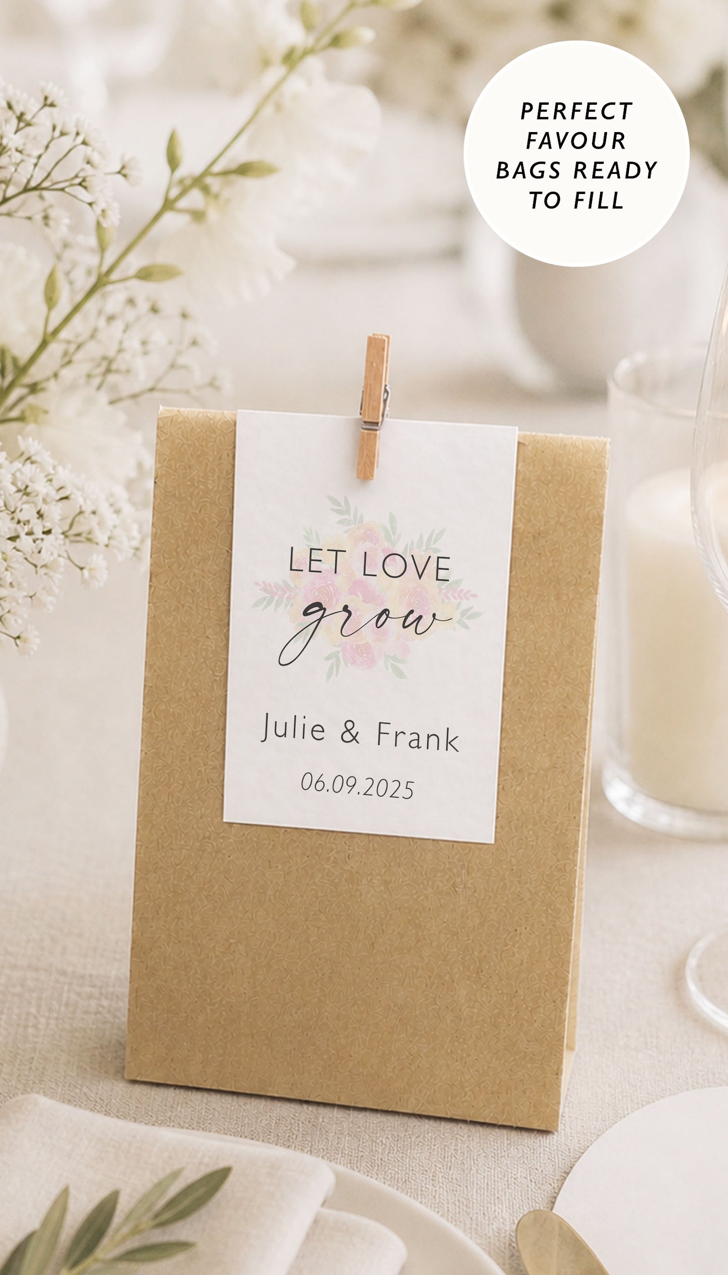 Let Love Grow Wedding Favour Bags Eco Friendly Wedding Favour Bags WildFlower Seeds Wedding Wedding Favor Bags Let Love Grow