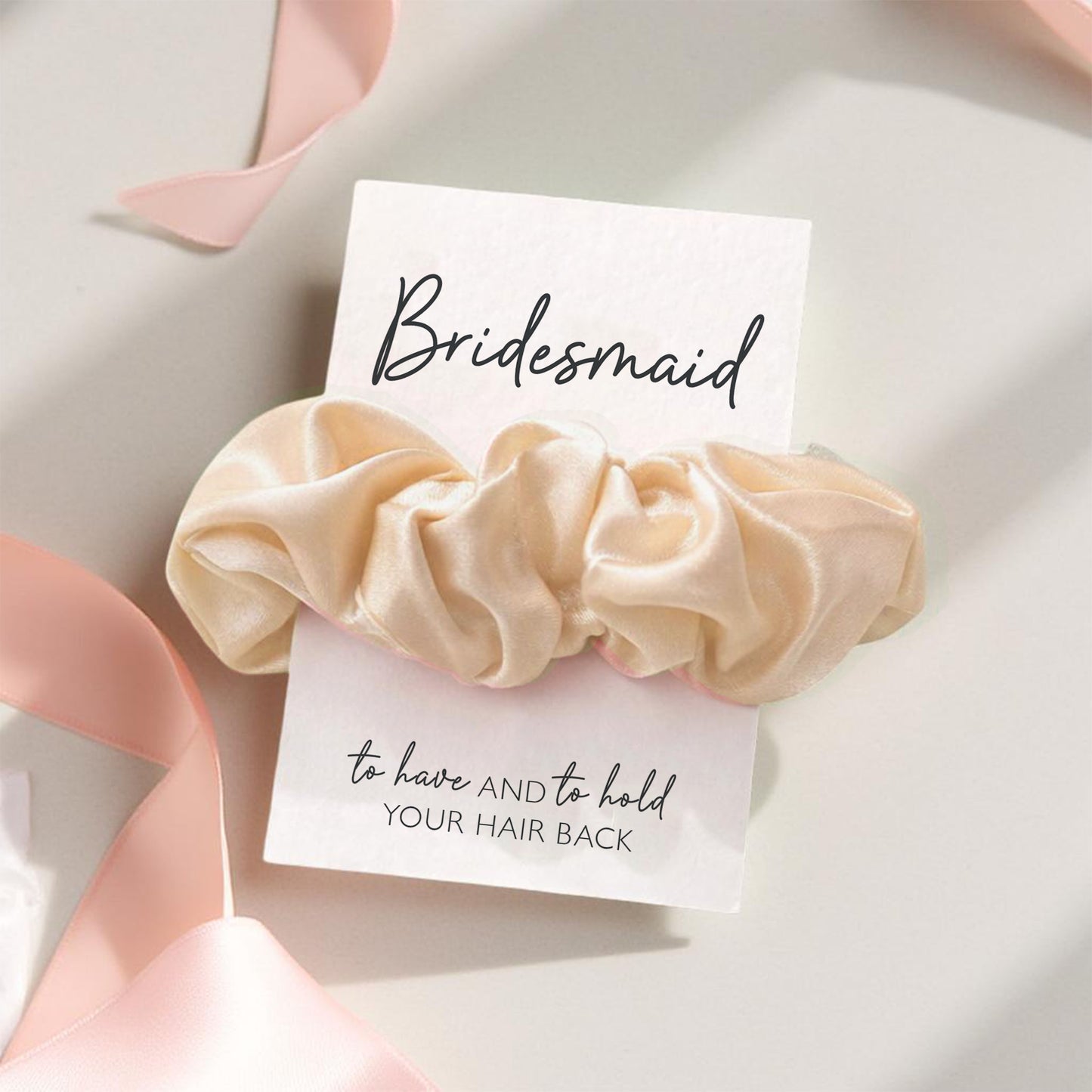 Champagne Rose Gold Satin Hen Party Hair Scrunchies