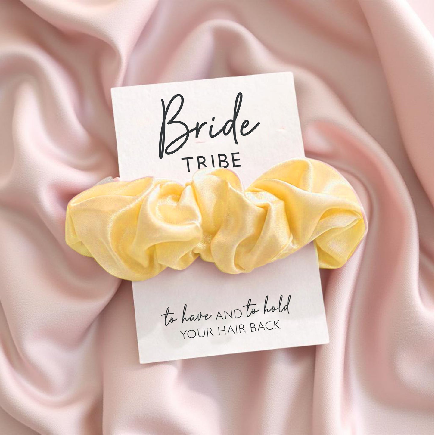 Yellow Satin Hen Party Hair Scrunchies