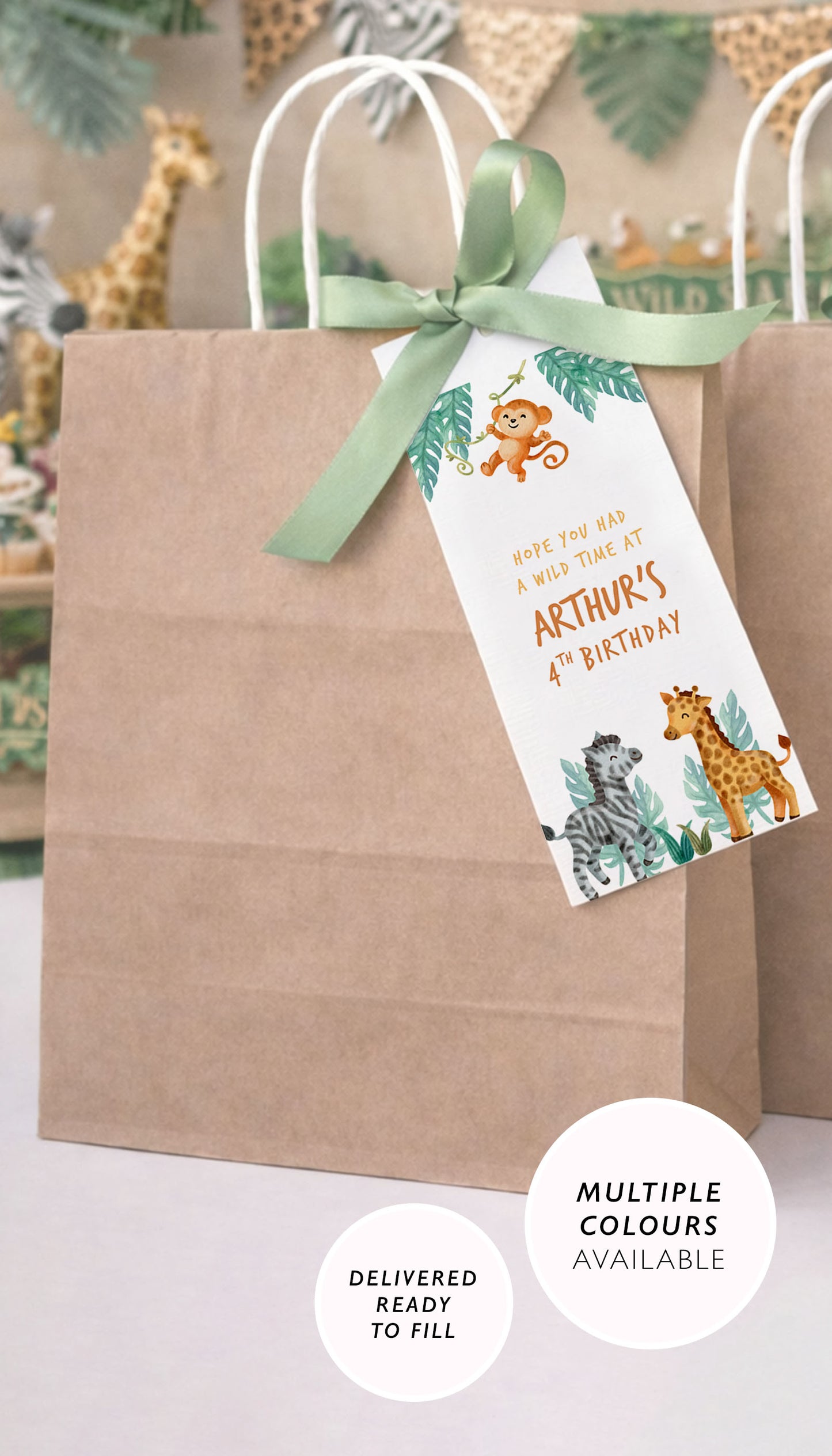 Safari Theme Party Bags For Kids Jungle Animal Safari Birthday Party Favours Personalised Safari Party Bags Jungle Gift Bags Safari Animals