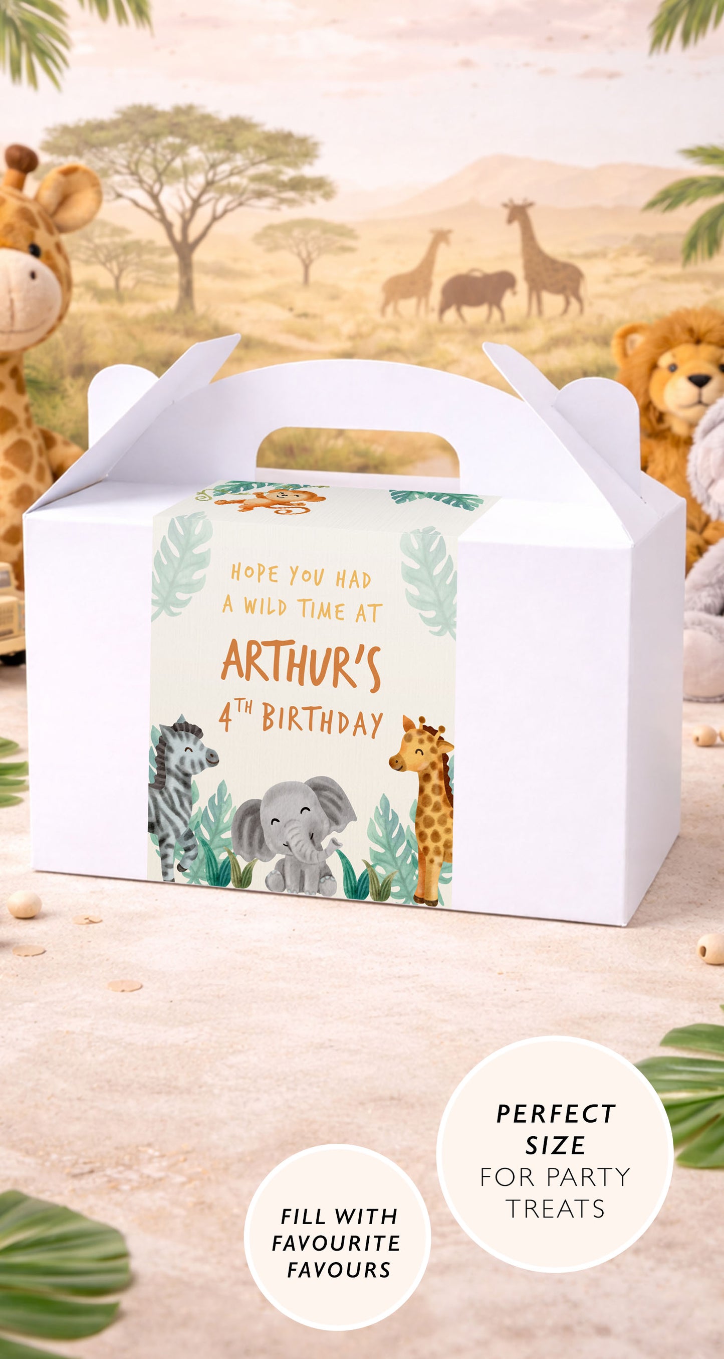 Safari Themed Party Favour Gift Box For Birthday Animal Party Treat Boxes Jungle Animals Gift Boxes Kids Party Personalised Jungle Safari