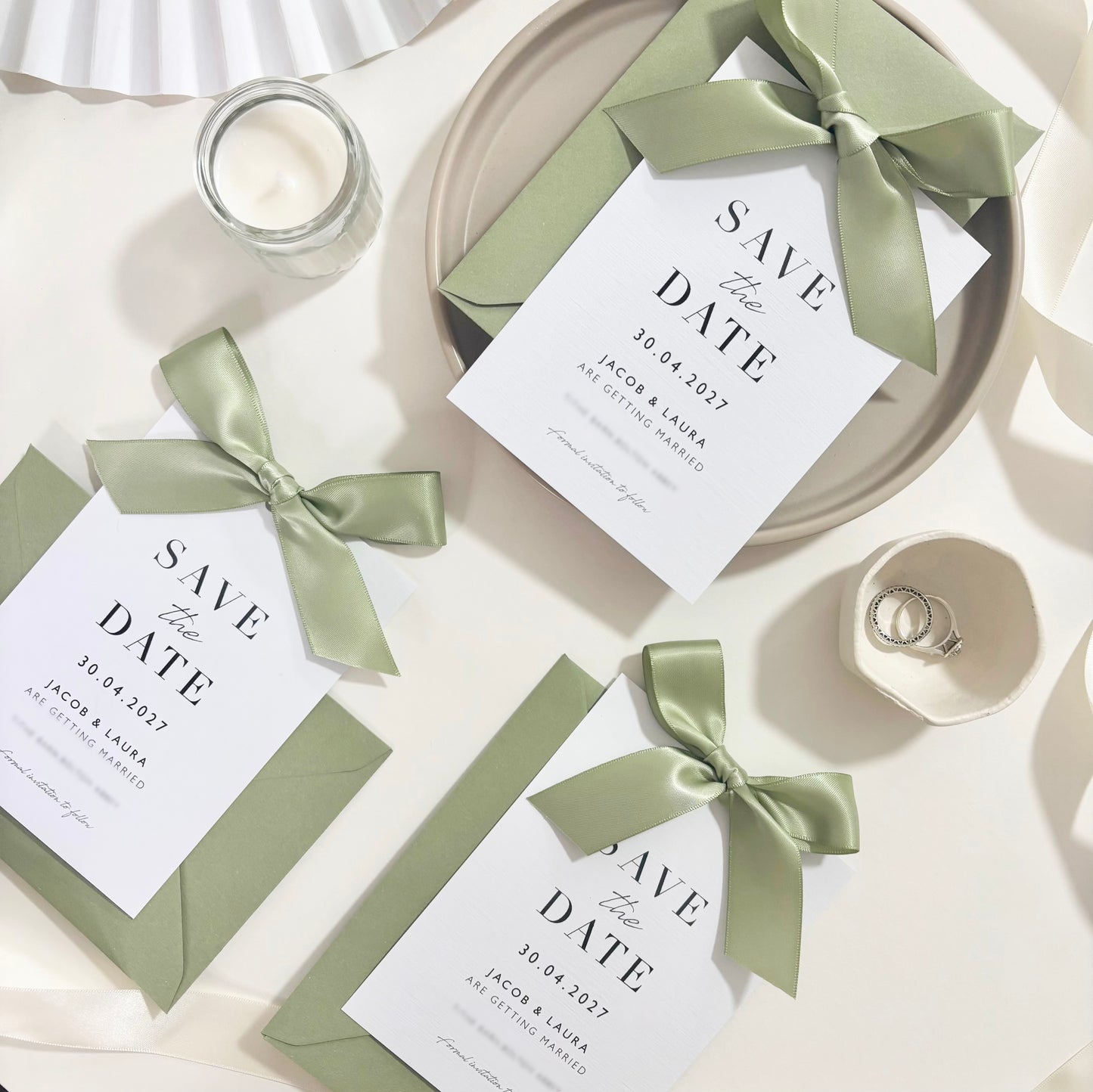 The Betsy - Luxury Satin Bow Save the Date & Envelope