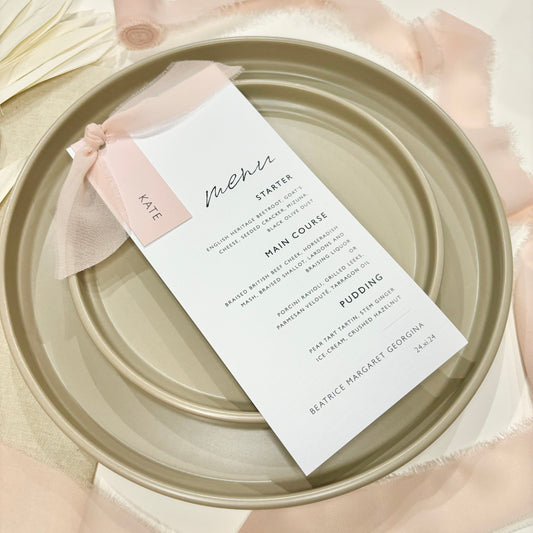 The Sophie - Luxury Ribbon Wedding Menu & Name Card