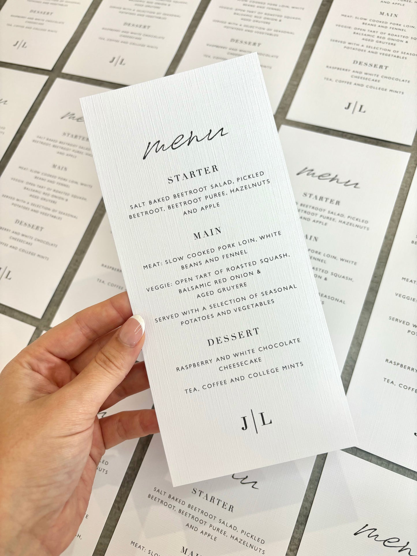 The Ivy - Minimalist Monogram Menu Card