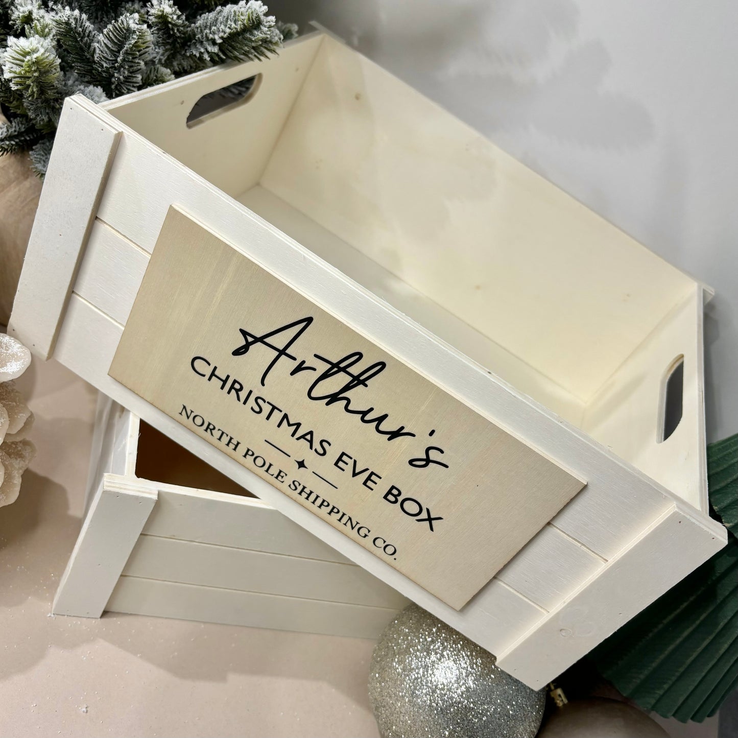 Personalised Wooden Christmas Eve Box Crate - Large