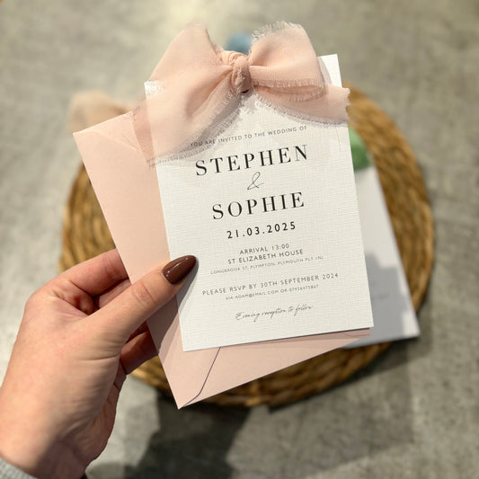 The Sophie - Luxury Bow Wedding Invitation & Envelope