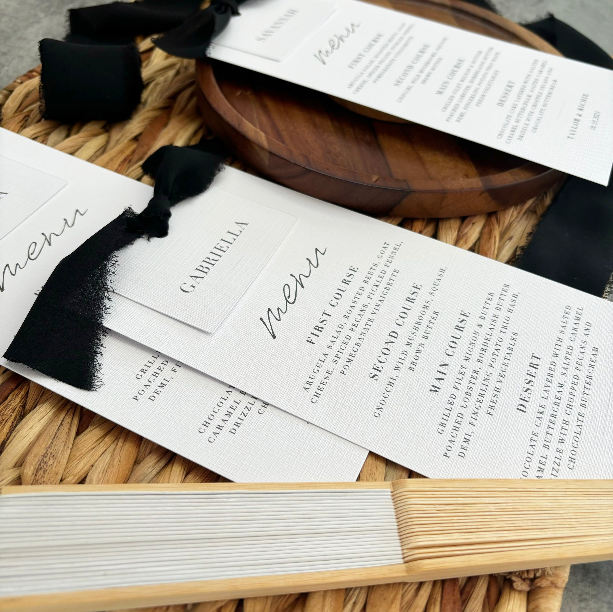 The Martha - Individual Minimalist Menu Card, Name & Ribbon – House of ...