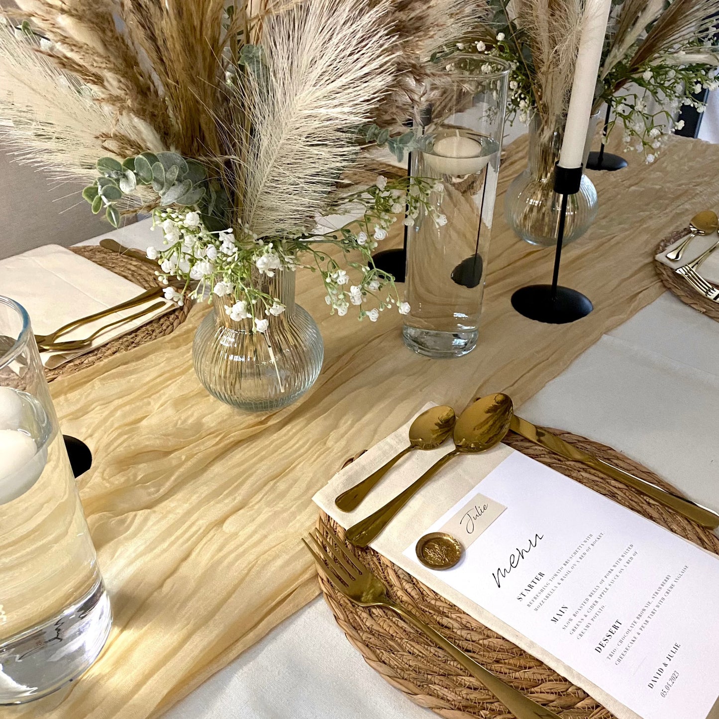 Apricot Cheesecloth Table Runner