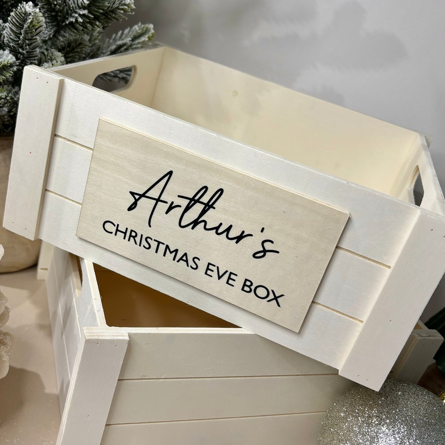 Personalised Wooden Christmas Eve Box Crate - Small