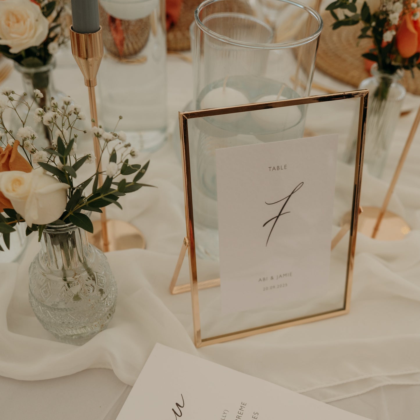 Gold Metal Table Number Frame
