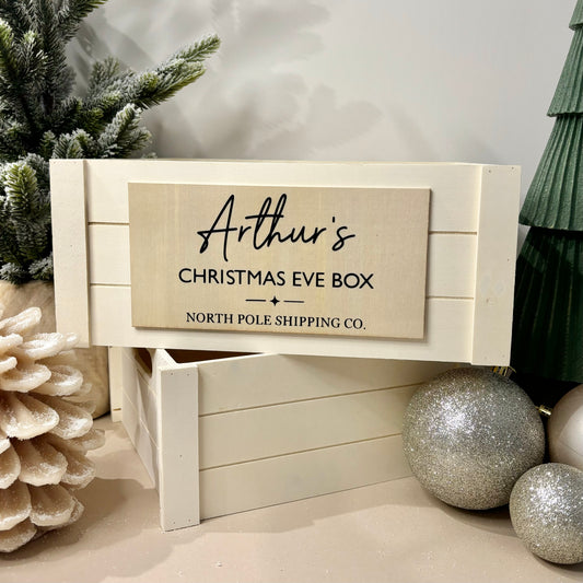 Personalised Wooden Christmas Eve Box Crate - Large