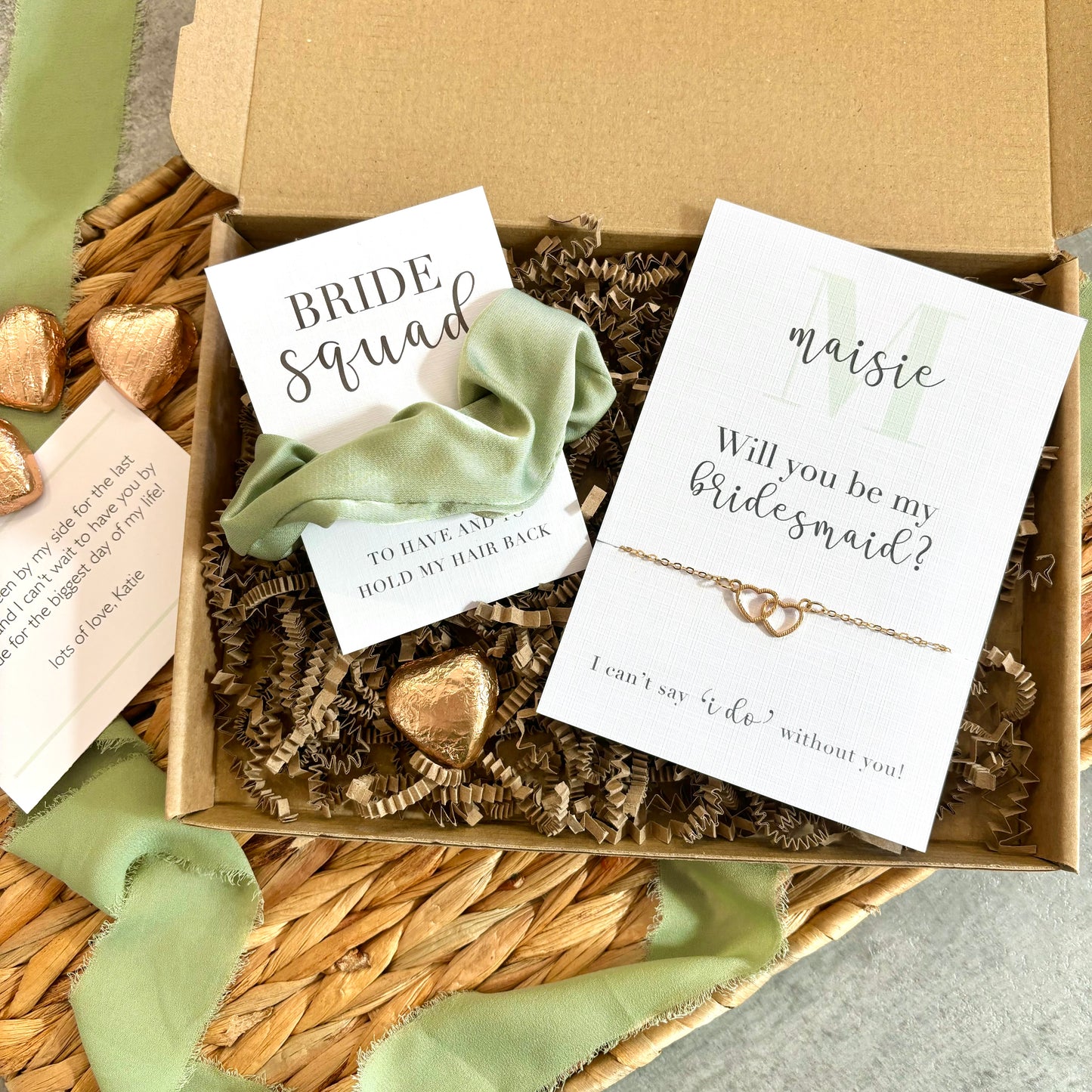 Bridal party proposal gift box - green