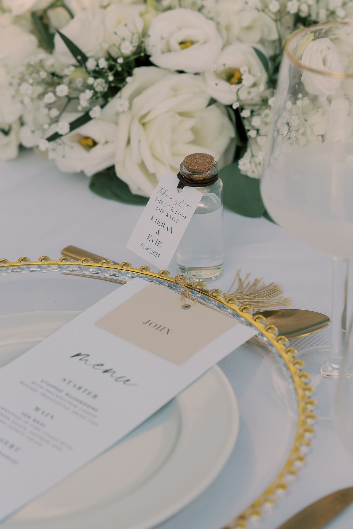 Personalised Take A Shot They’ve Tied The Knot Shot Bottles & Tags