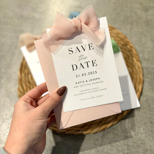 The Sophie - Luxury Bow Wedding Save the Date & Envelope