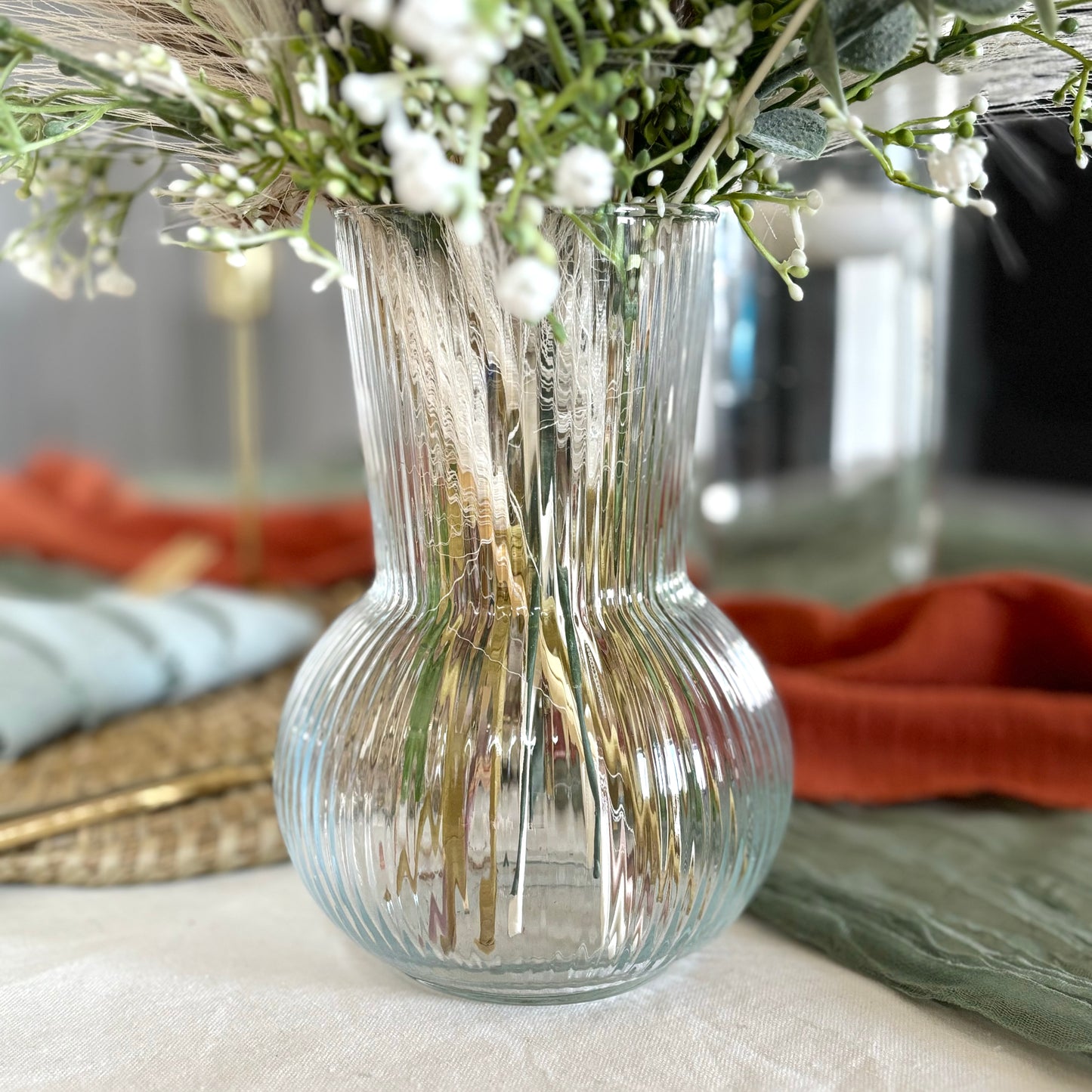 Glass Ribbed Vase