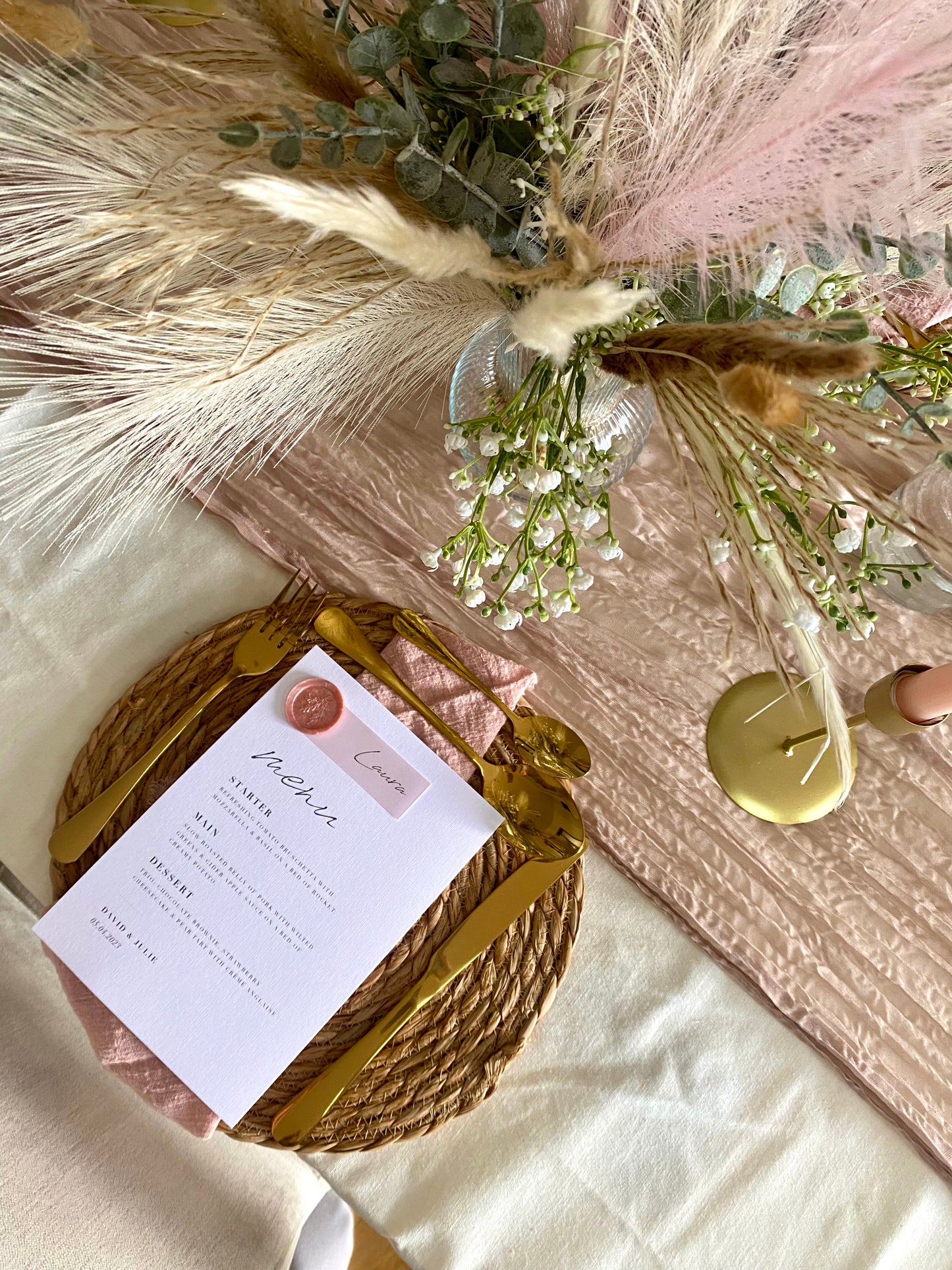 Dusky Pink Cheesecloth Table Runner