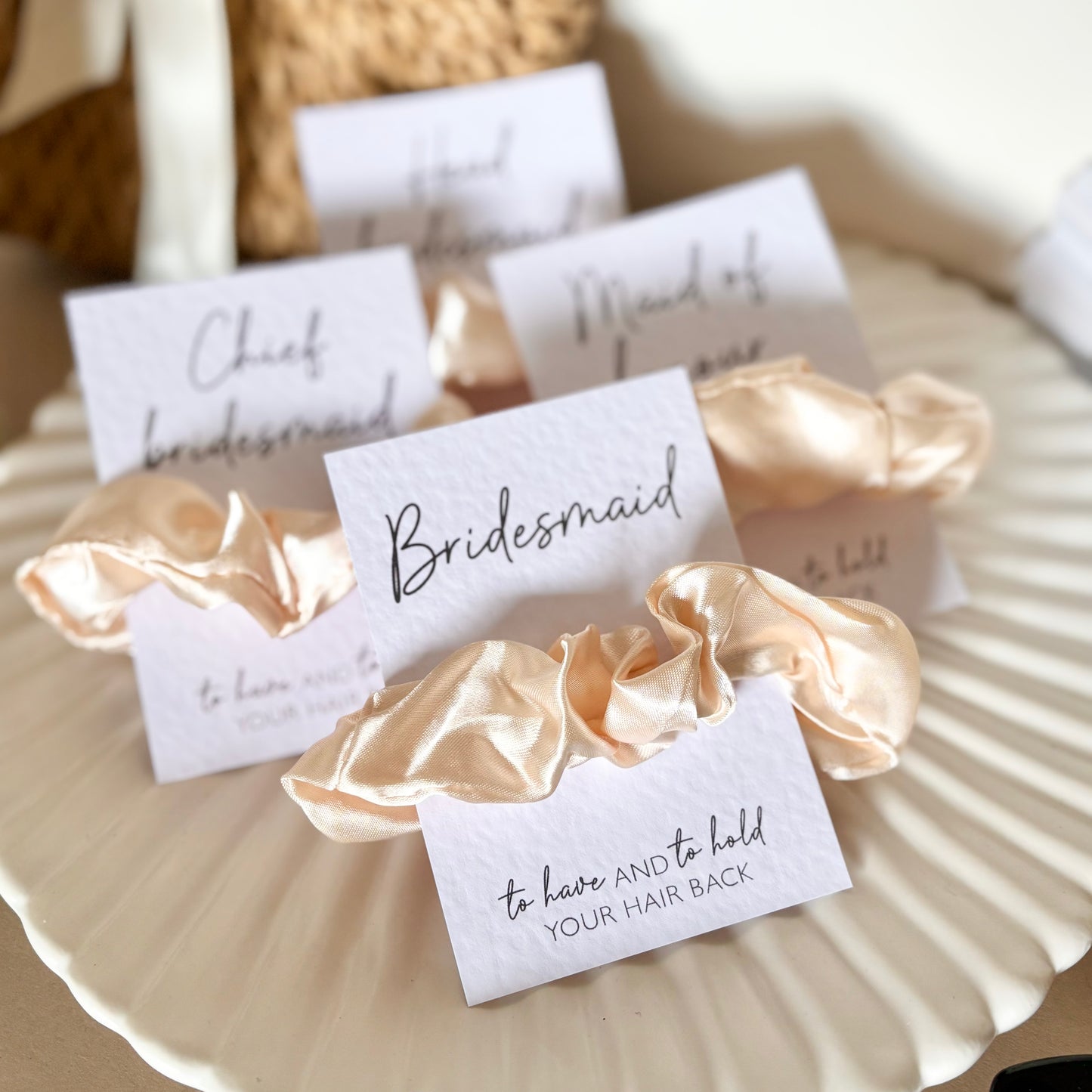 Champagne Satin Hen Party Hair Scrunchies