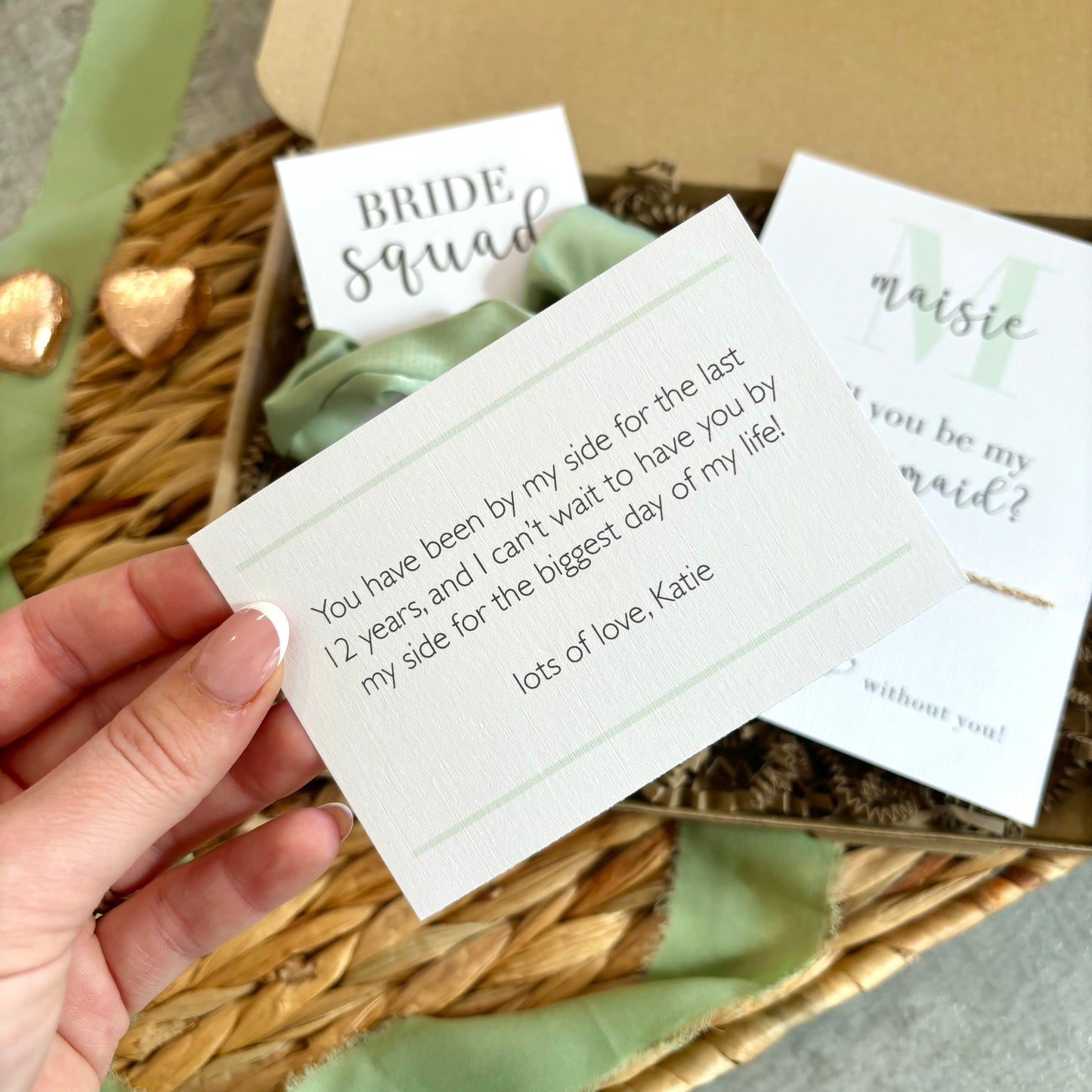 Bridal party proposal gift box - green