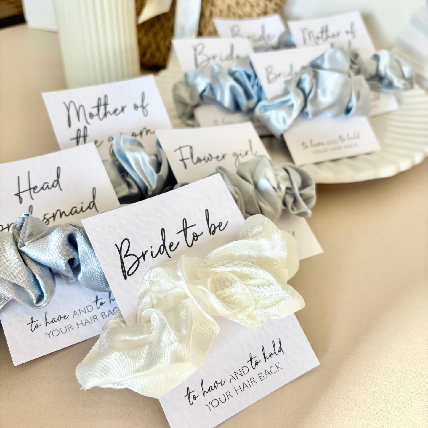 Blue Satin Hen Party Hair Scrunchies