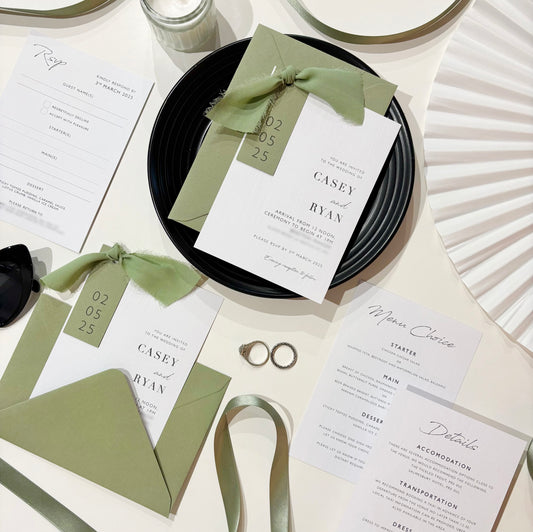 The Sophie - Luxury Ribbon Wedding Invitation & Envelope