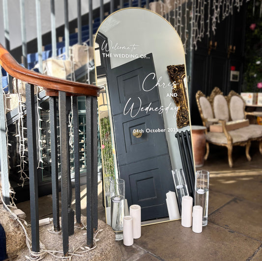 Gold Arch Welcome Mirror Sign