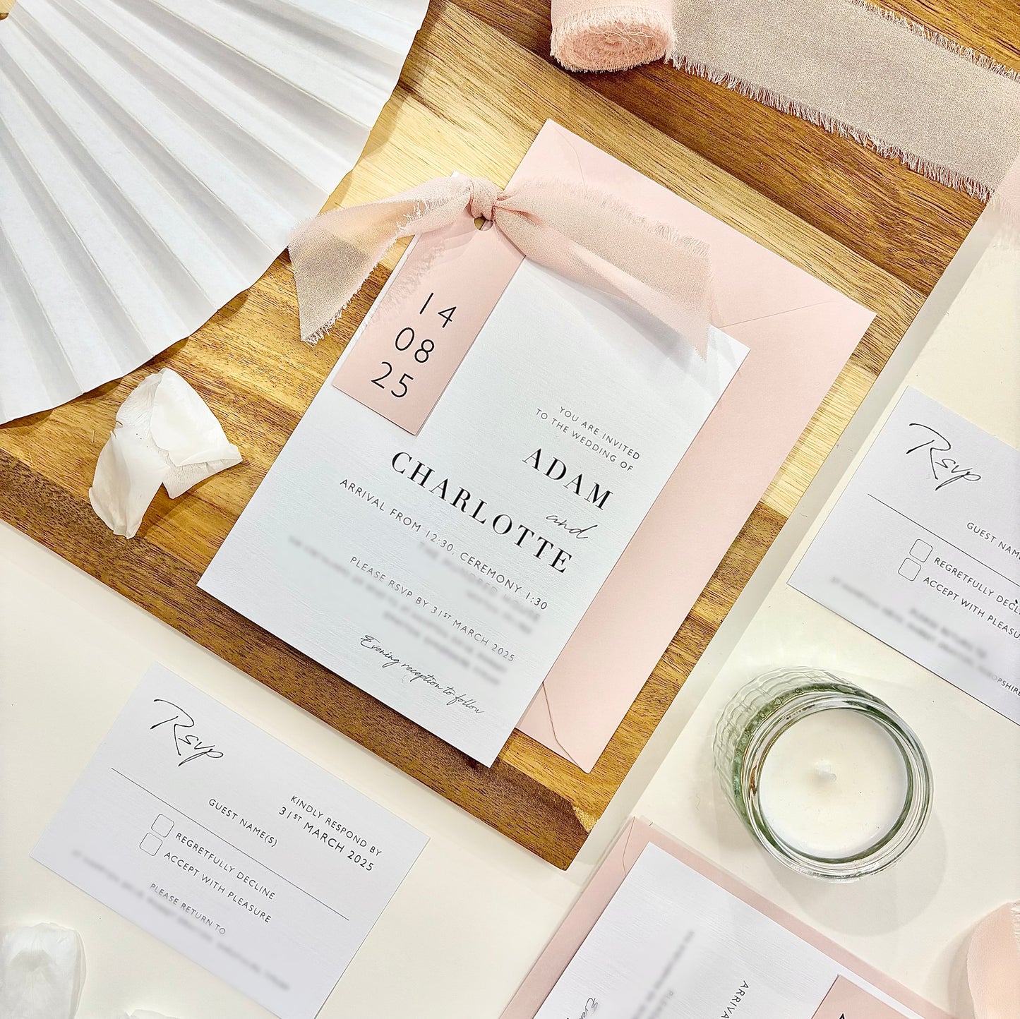 The Sophie - Luxury Ribbon Wedding Invitation & Envelope