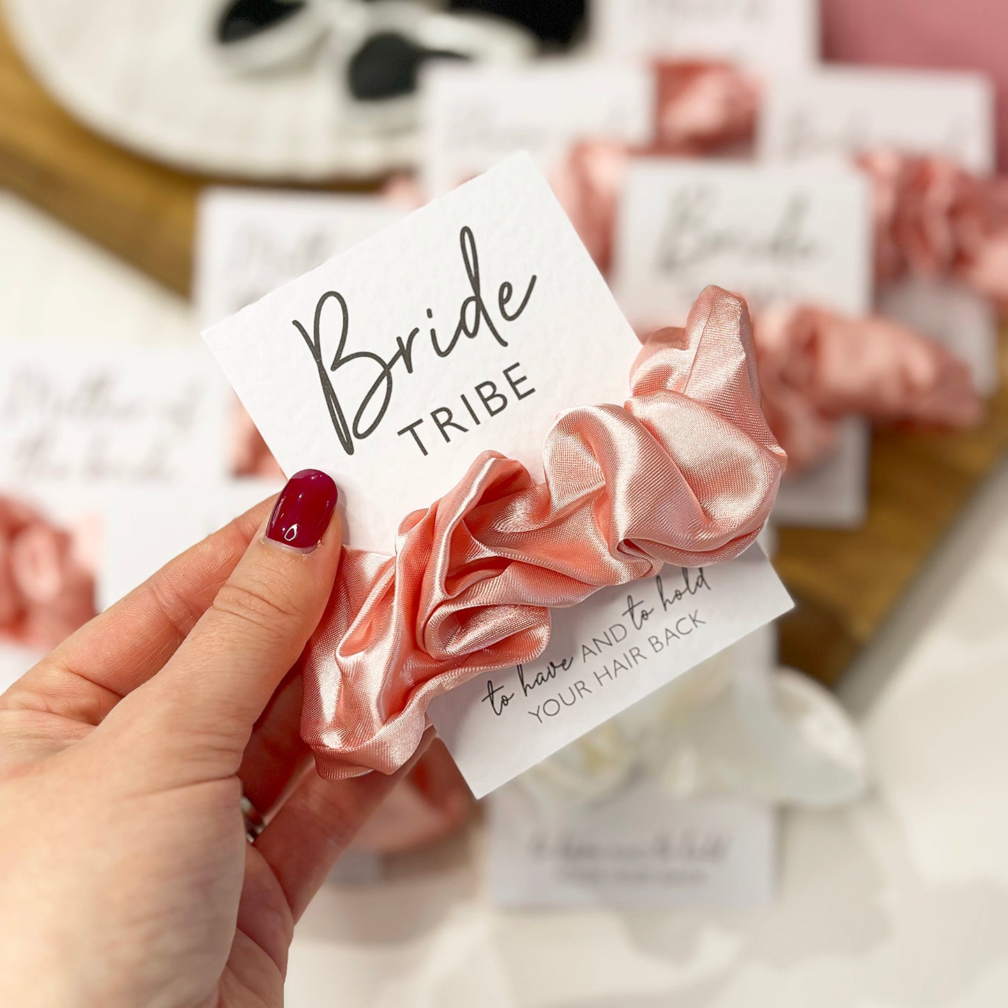 Pink Satin Hen Party Hair Scrunchies