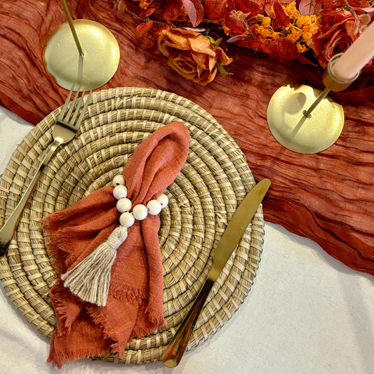 Burnt Orange Cheesecloth Table Runner