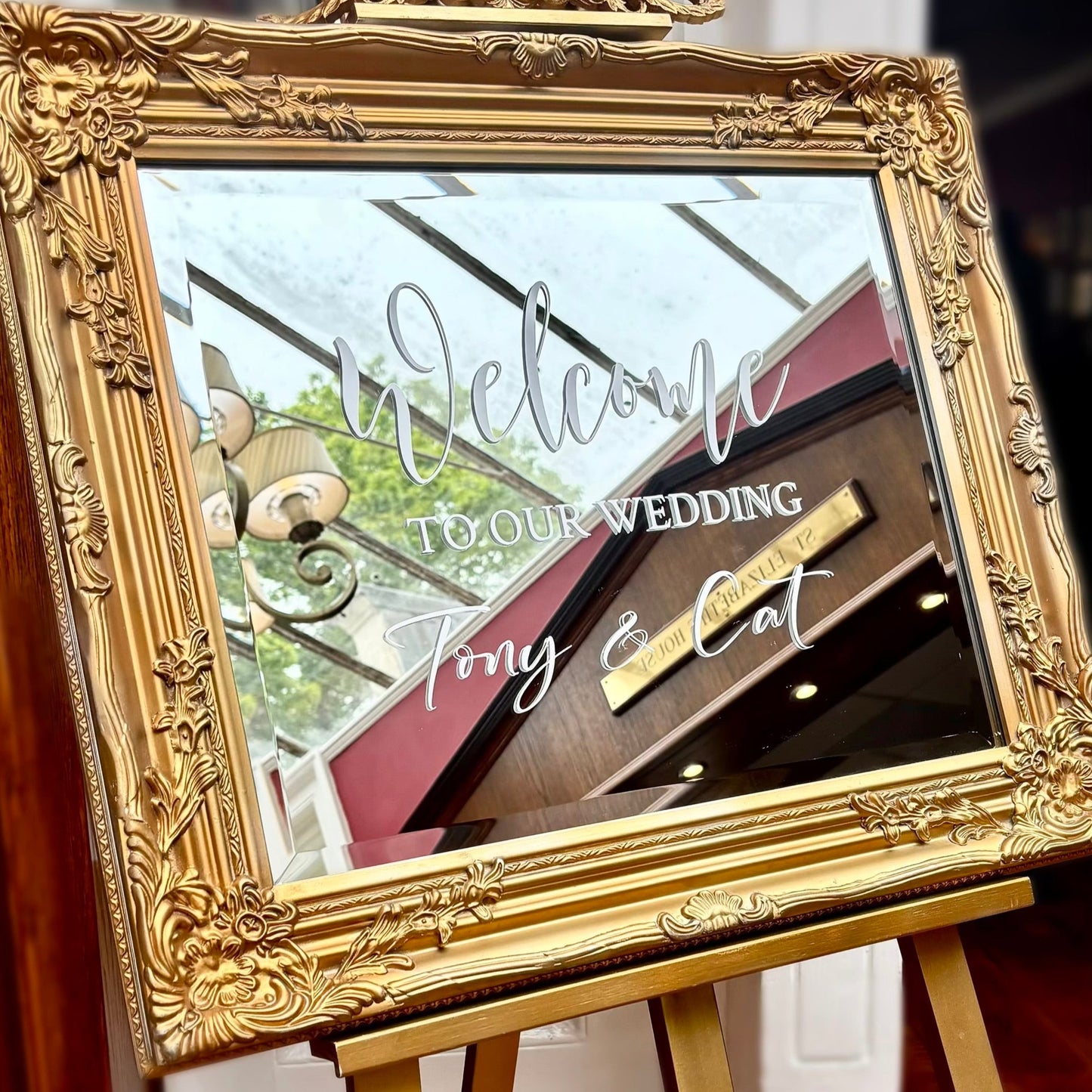 Gold Welcome Mirror Sign