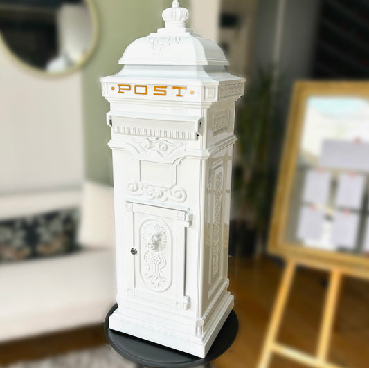 Deluxe Antique White Post Box