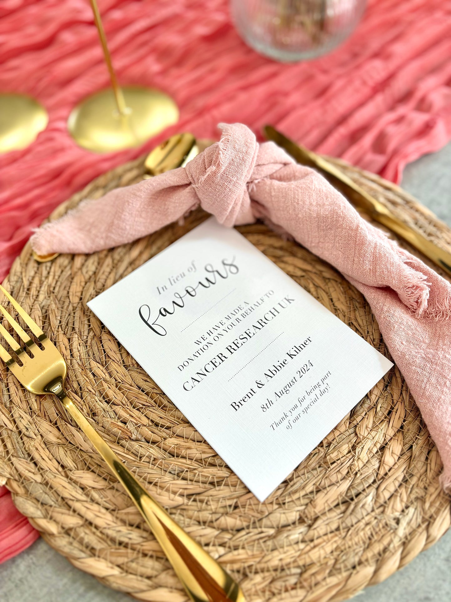 Coral Pink Cheesecloth Table Runner