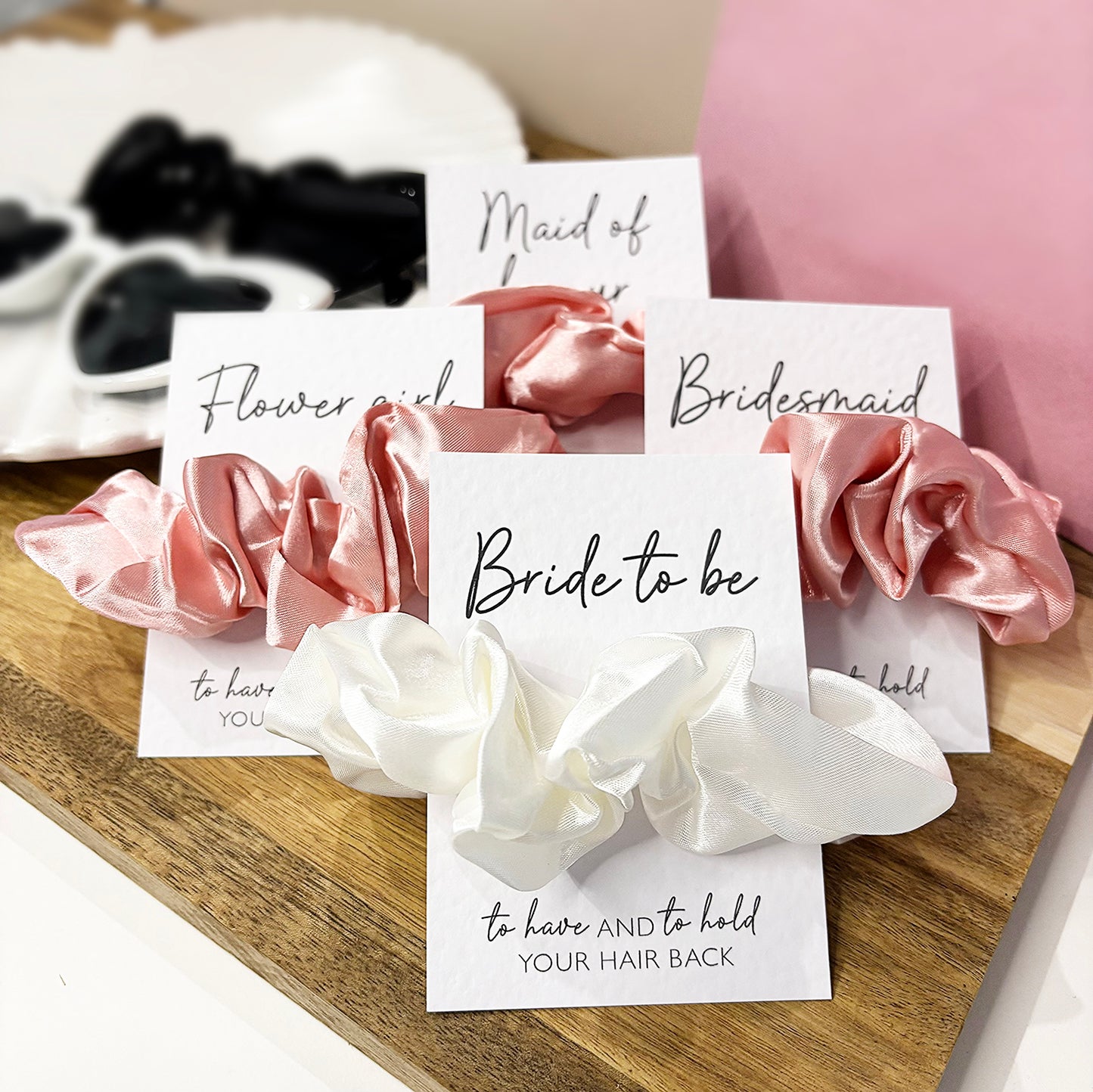 Pink Satin Hen Party Hair Scrunchies