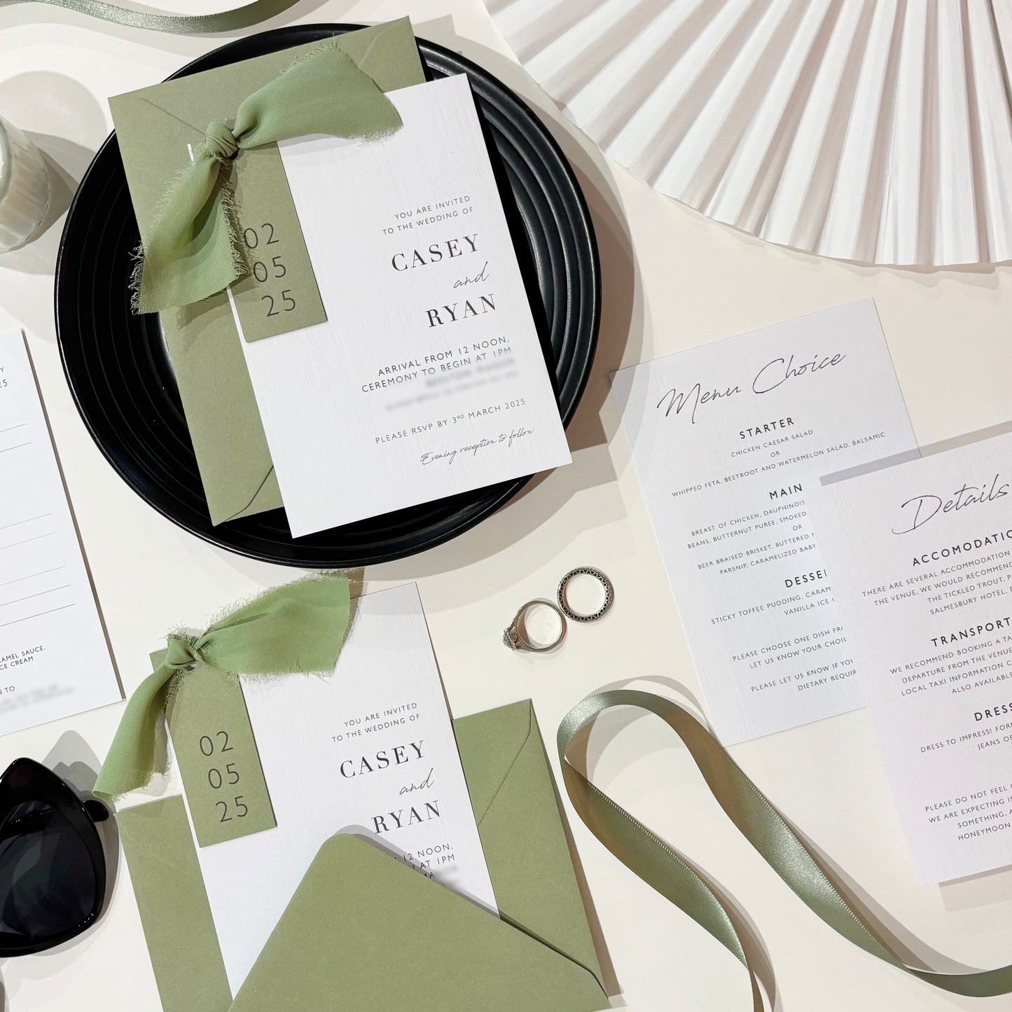 The Sophie - Luxury Ribbon Wedding Invitation & Envelope