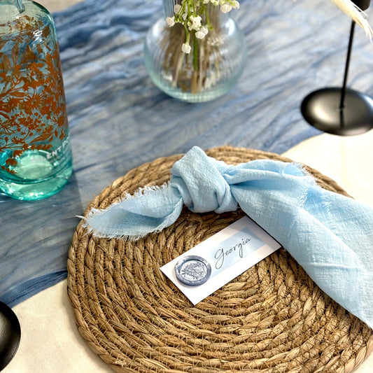 Dusky Blue Cheesecloth Table Runner