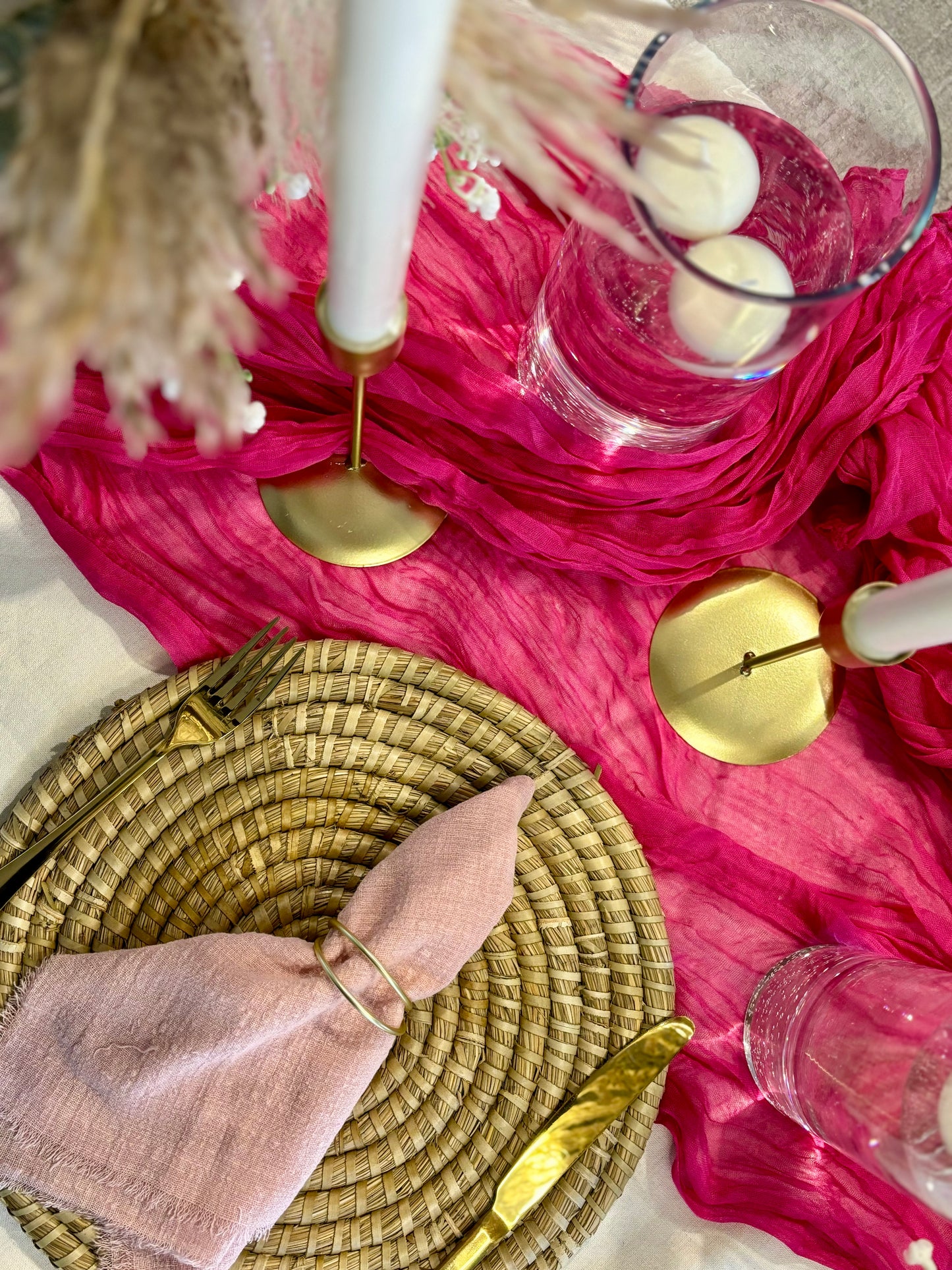 Hot Pink Cheesecloth Table Runner