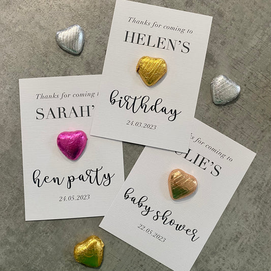 Personalised Party Heart Chocolate Favours